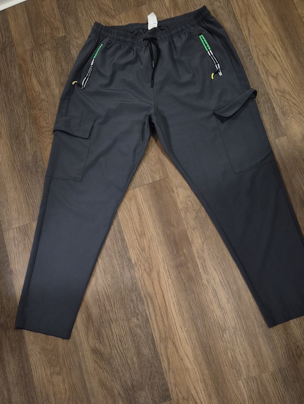 Scotch & Soda Charcoal Cargo Joggers with Green Zip Accents